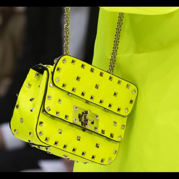 Valentino 2020 Neon Yellow Mini Rockstud Bag $1995 - Picture 3 of 8